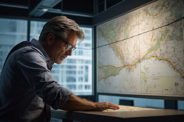 Dr. Savneet identifying Geopathic Stress Neutralization zones in a 30,000 sq ft factory