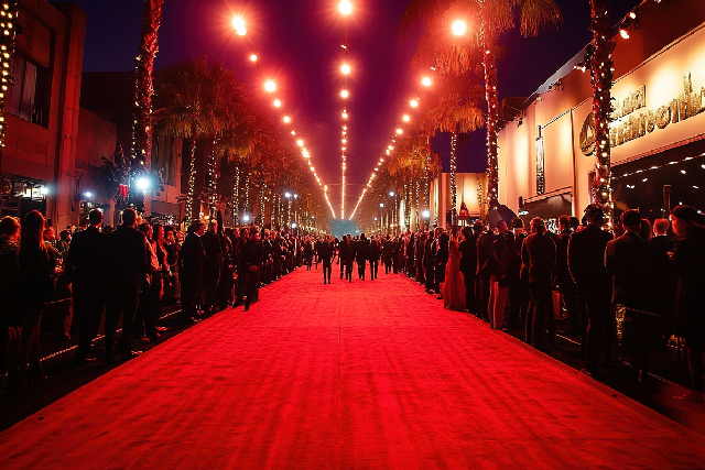 A prestigious movie premiere red carpet representing the success of movie release energy cleansing.